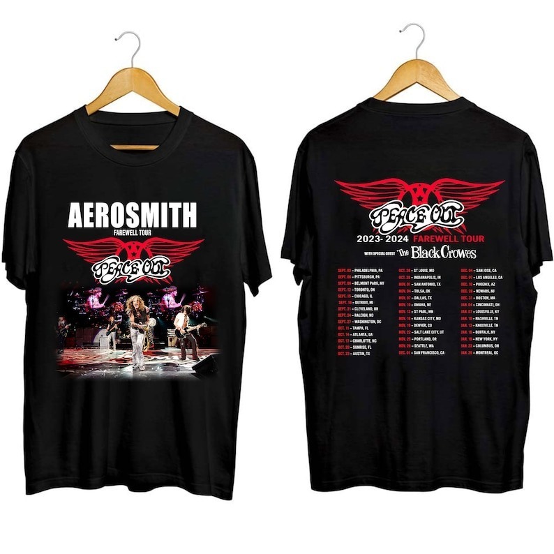 Aerosmith 20232024 Peace Out Farewell Tour With The Black Crowes Shirt 2 Sided